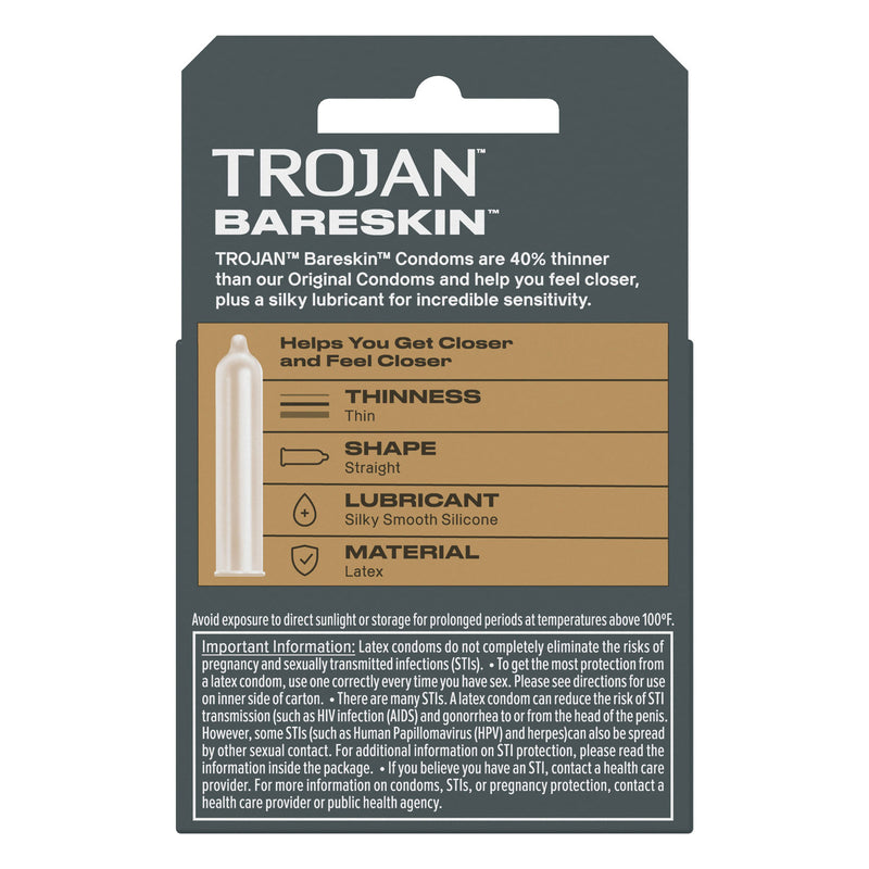 Paradise Marketing Trojan Sensitivity Bareskin Lubricated Condoms - 3 Pack