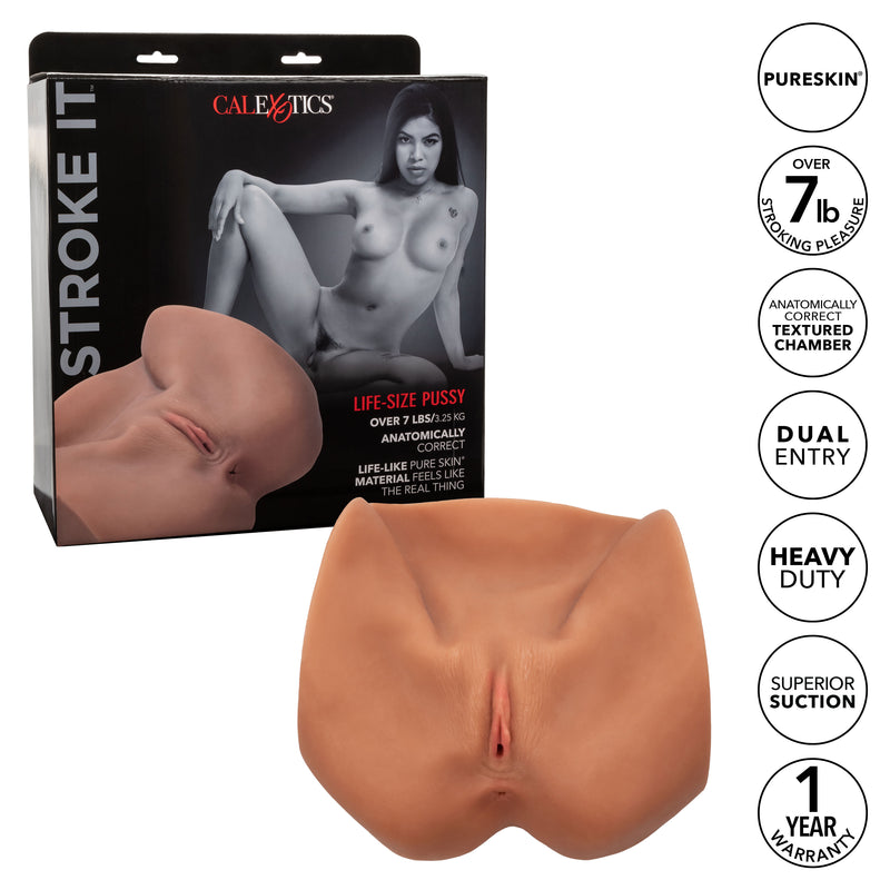 CalExotics Stroke It Life-Size Pussy - Brown - Stroker Masturbator - Realistic Body Part Stroker