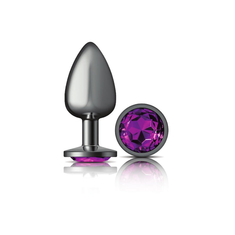 Viben Purple Round Gem Gunmetal Metal Plug - Lg