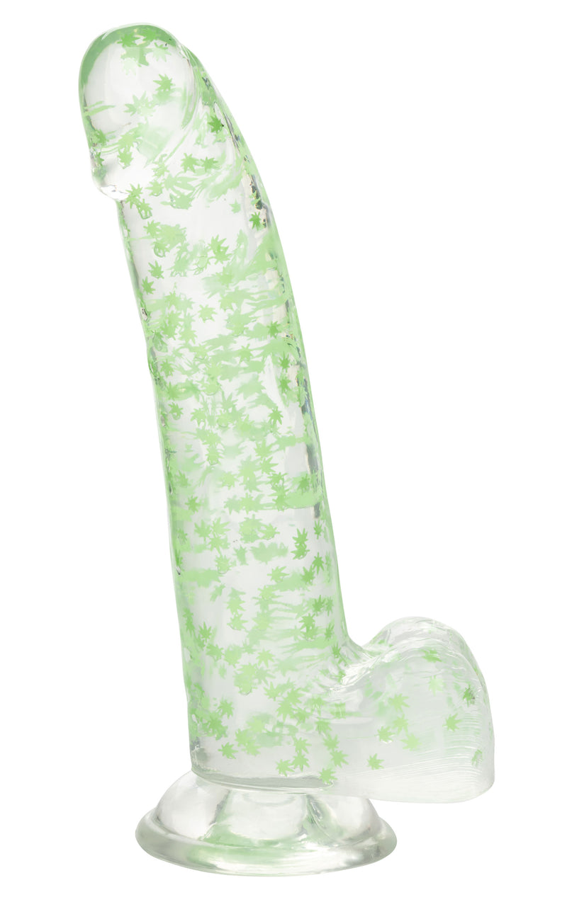 CalExotics Naughty Bits I Leaf Dick Glow-in-the-Dark Weed Leaf Dildo - Glow in the Dark