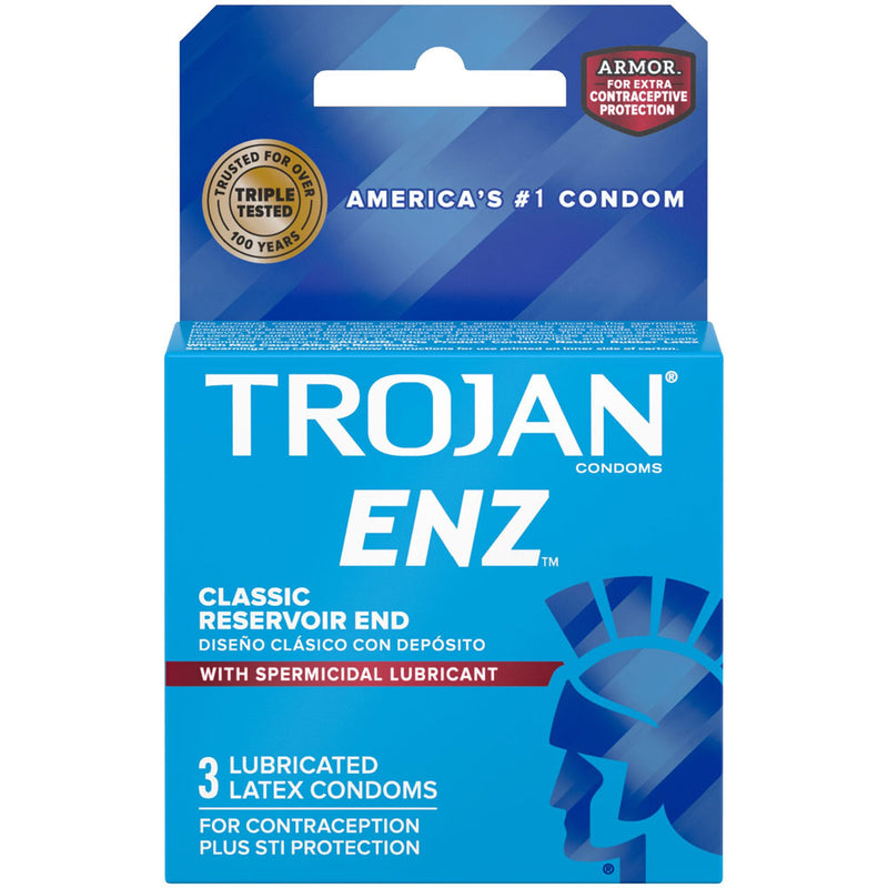 Paradise Marketing Trojan Enz Armor Spermicidal Lubricated Condoms - 3 Pack
