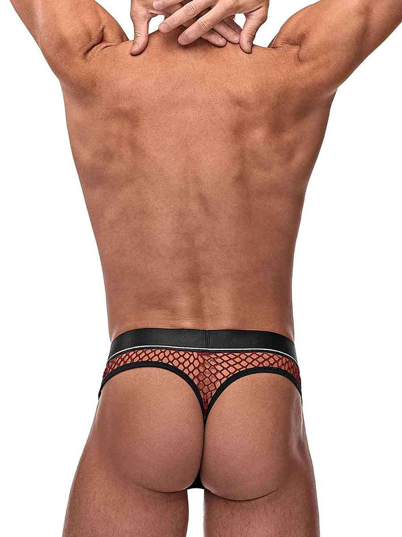 Male Power Cock Pit Net Cock Ring Thong - S/ M - Burgundy