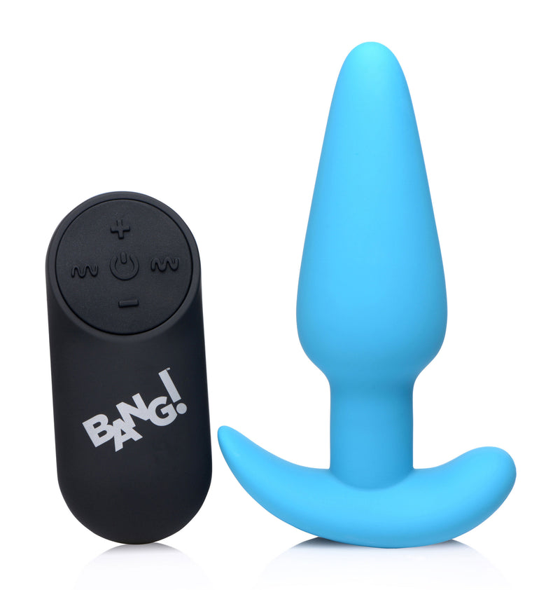 XR Brands 21x Silicone Butt Plug With Remote - Blue