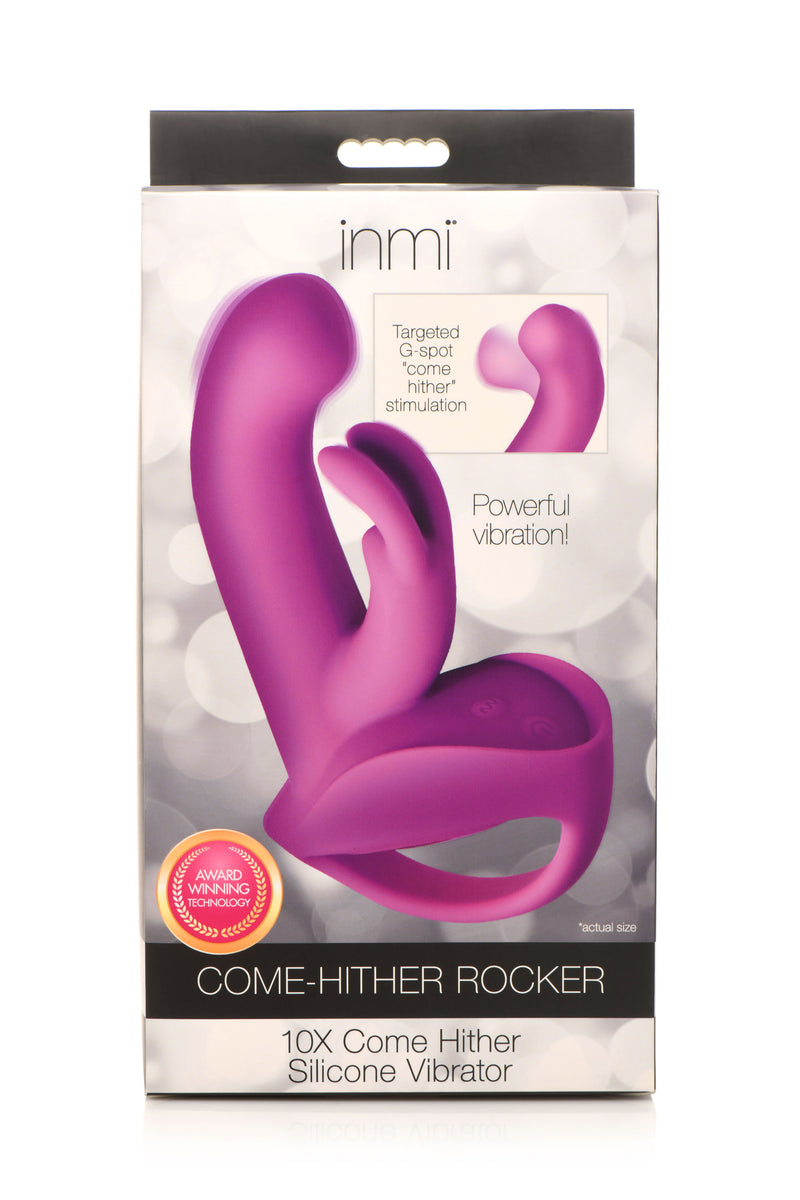XR Brands 10x Come Hither Rocket Silicone Vibrator - Purple