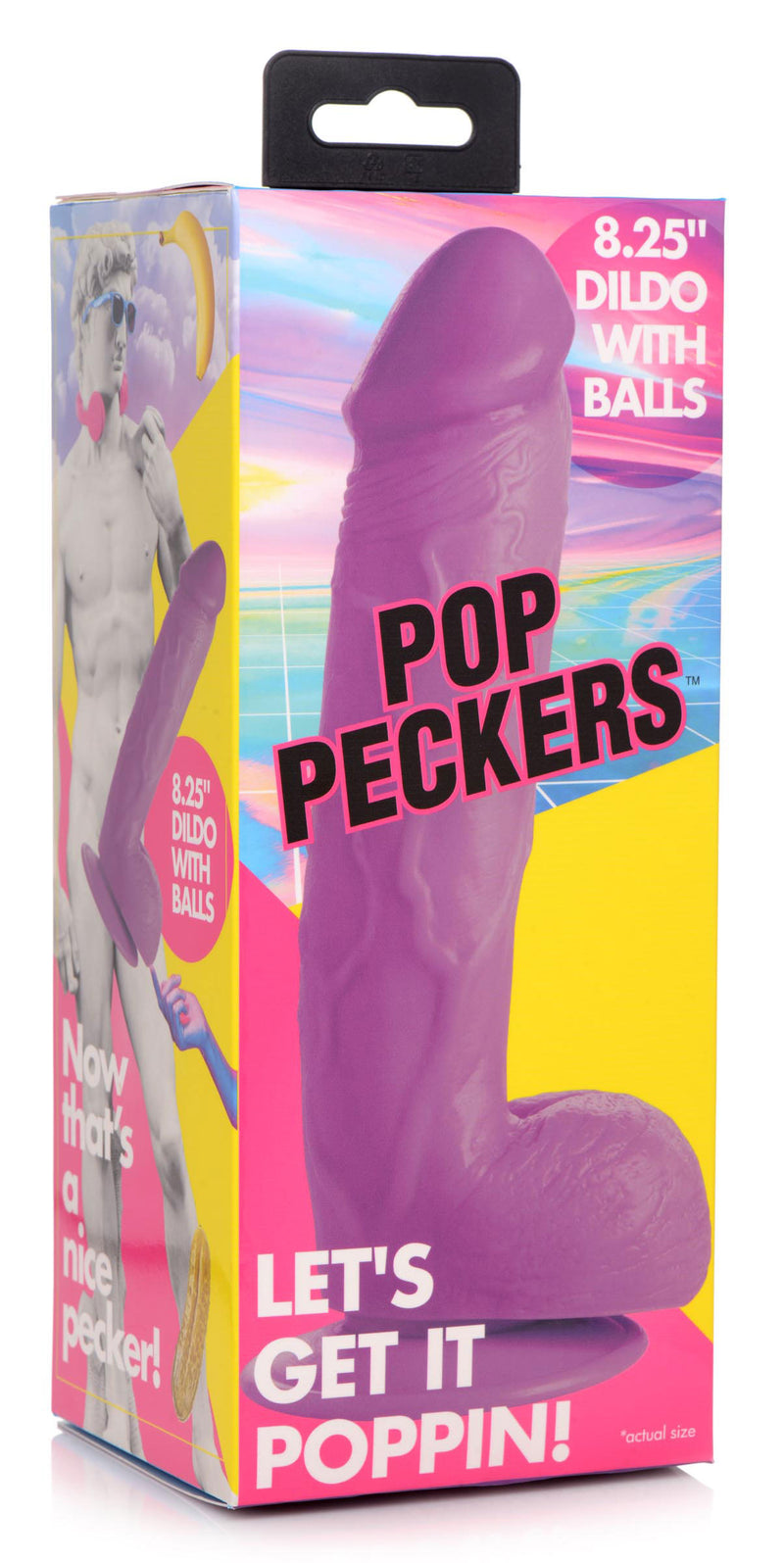 XR Brands Pop Pecker 8.25 Inch Dildo With Balls - Purple