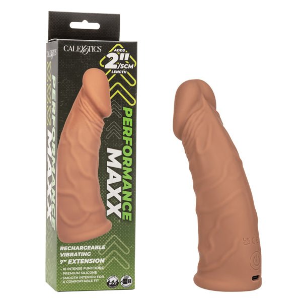 CalExotics Performance Maxx Rechargeable Vibrating Extension 7" - Brown