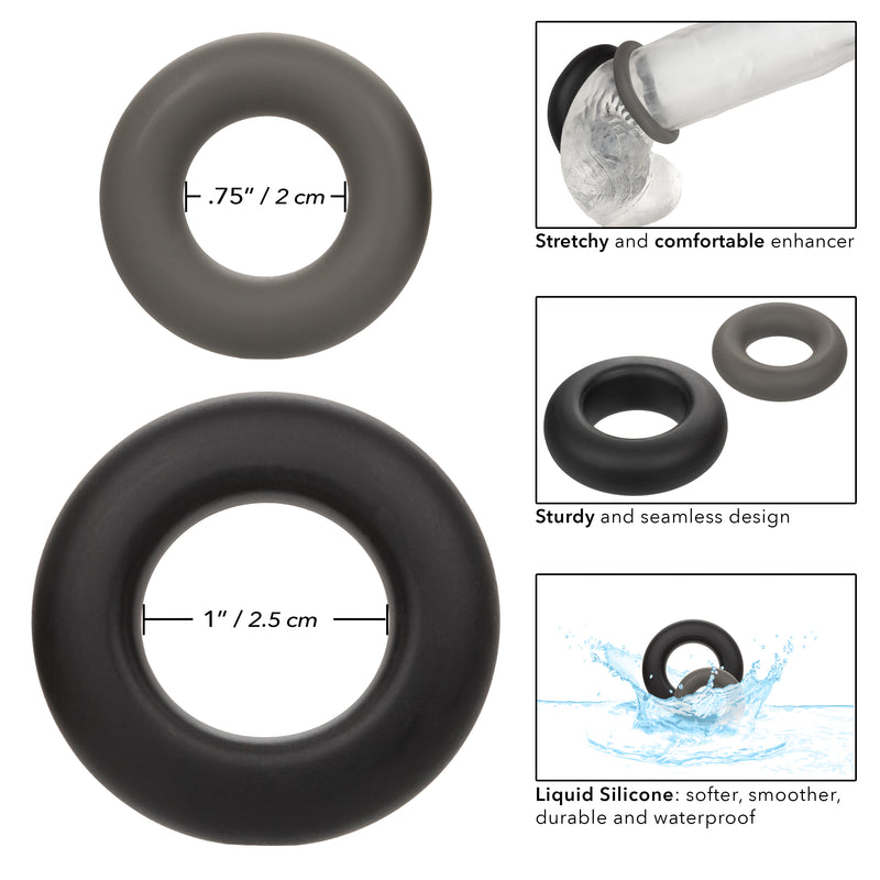 CalExotics Alpha Liquid Silicone Prolong Set of 2 - Black/gray