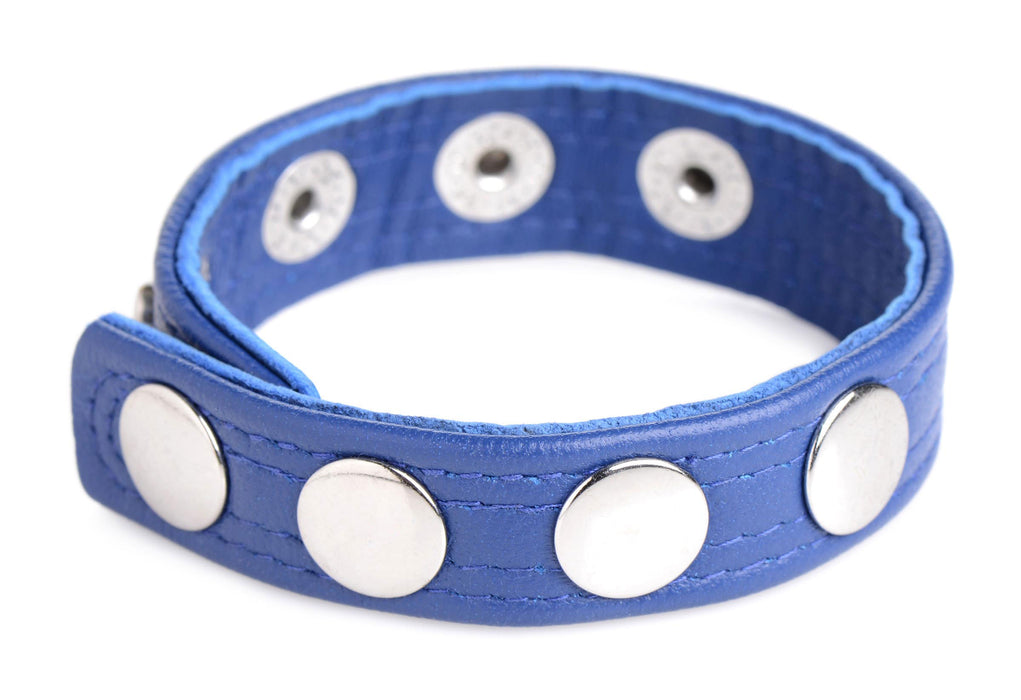 "Cock Gear Leather Speed Snap Cock Ring - Blue STR-AG845-BLU"