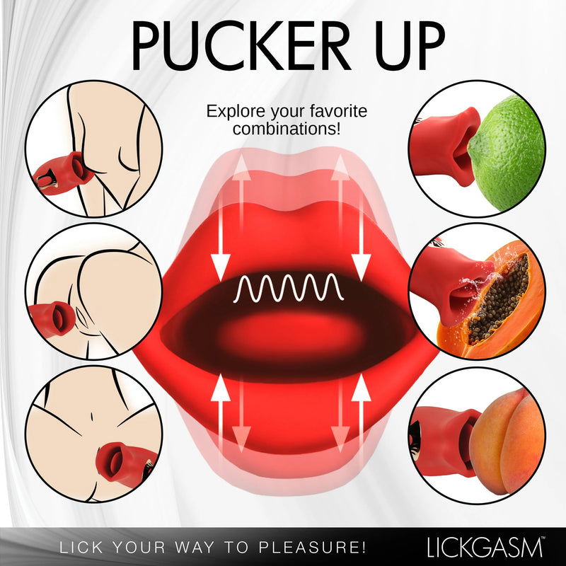 XR Brands Lickgasm Kiss and Tell Mini Kissing and Vibrating Clitoral Stimulator - Red