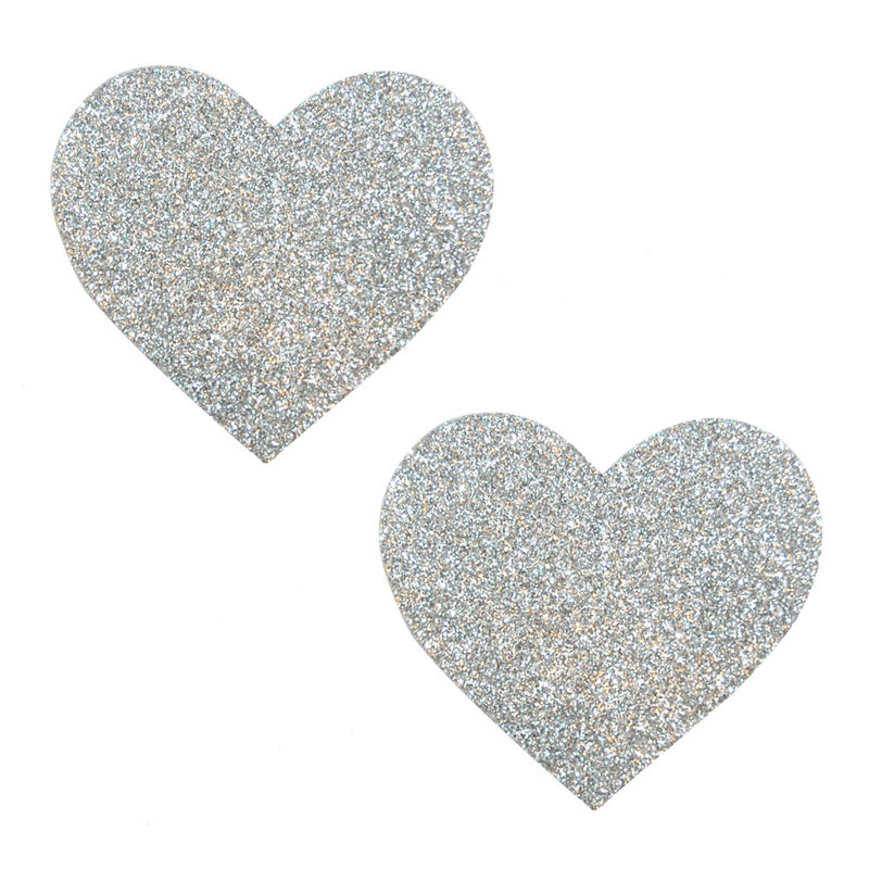 Neva Nude Silver Pixie Dust Glitter Heart Pasties