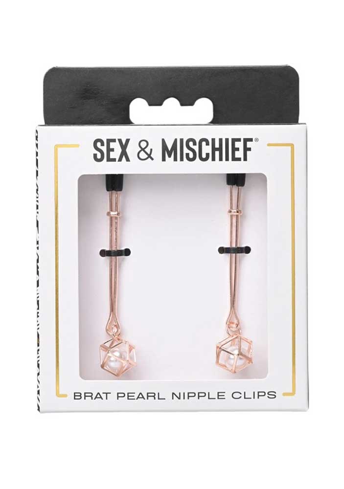 Sportsheets Brat Pearl Nipple Clips - Rose Gold
