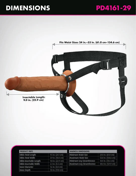 Pipedream Fantasy X-Tensions Elite 9" Silicone Hollow Strap on - Brown