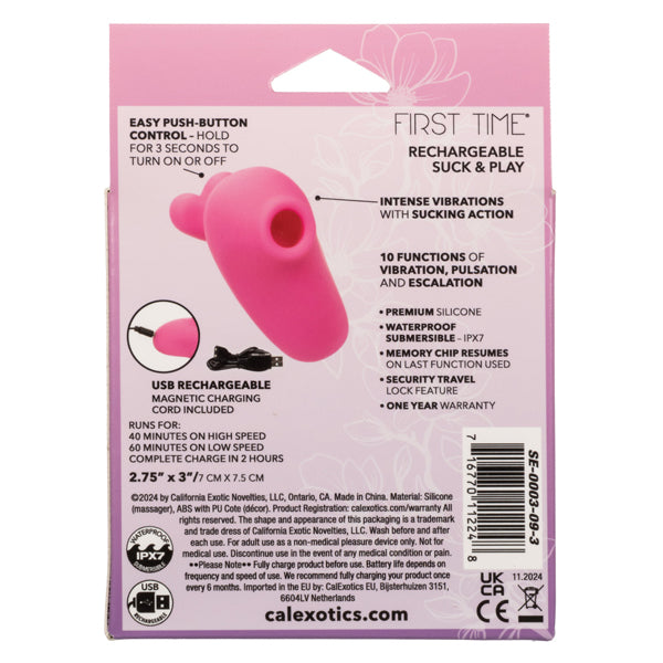 CalExotics First Time Rechargeable Suck and Play - Pink