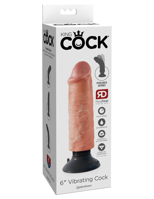 King Cock 6" Vibrating Cock - Light | AdultSex.Toys