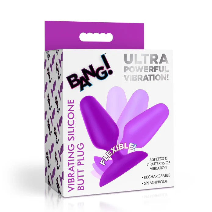 XR Brands Flexible Vibrating Silicone Butt Plug - Purple