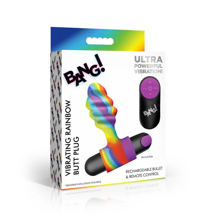 XR Brands Vibrating Rainbow Butt Plug