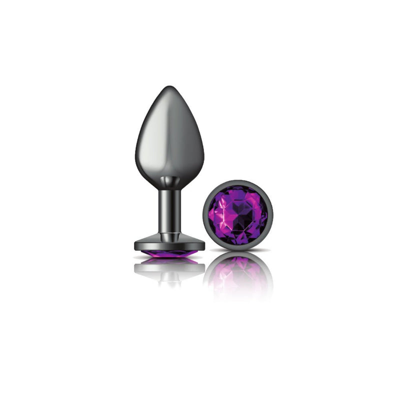 Viben Purple Round Gem Gunmetal Metal Plug - Md