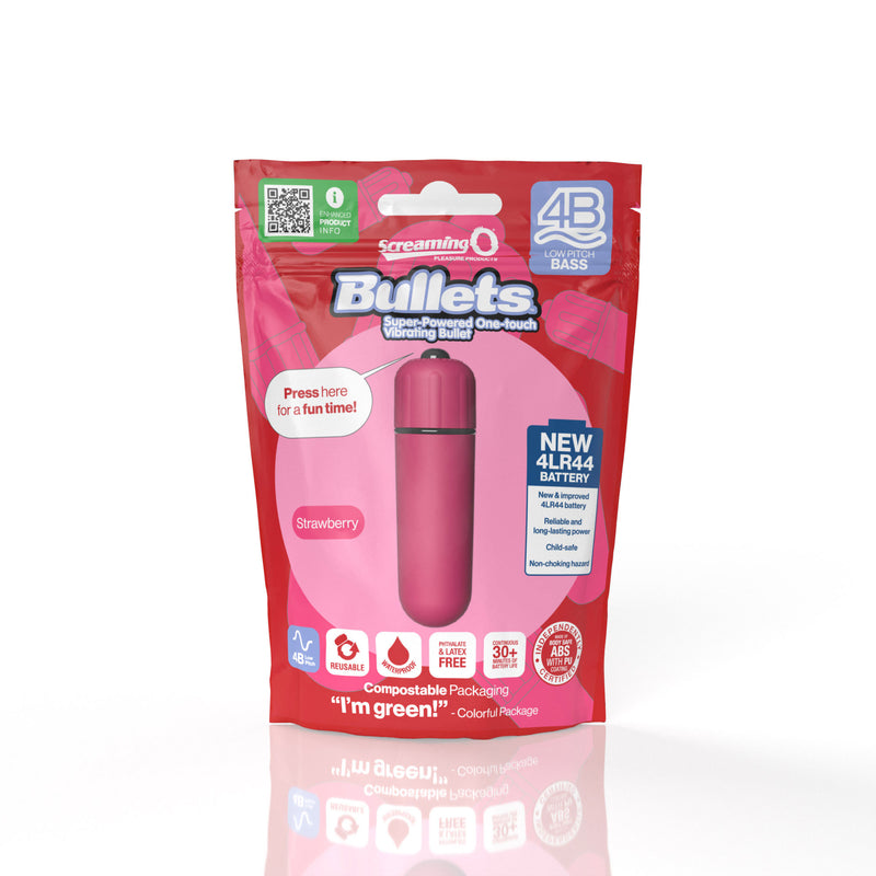 Screaming O Screaming O 4b - Bullet - Super Powered One Touch Vibrating Bullet - Strawberry