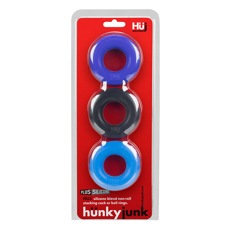Oxballs Hunkyjunk Huj3 C-Ring 3 Pk - Blue / Multi