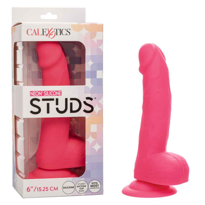 CalExotics Neon Silicone Studs 6 Inch - Pink