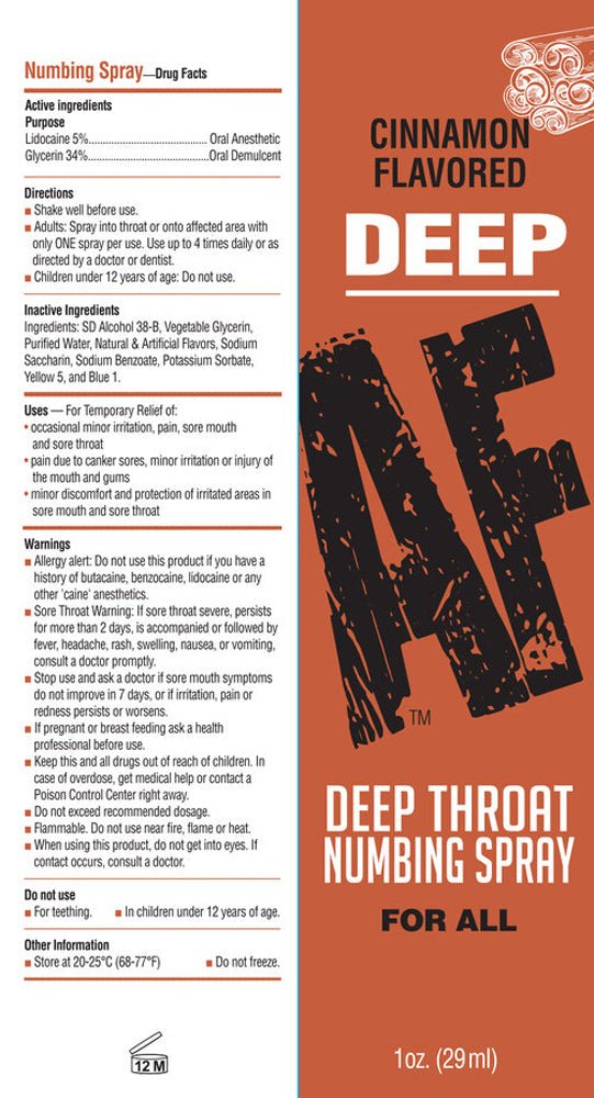 Little Genie Deep Af Deep Throat Numbing Spray - Cinnamon - 1 Fl. Oz.