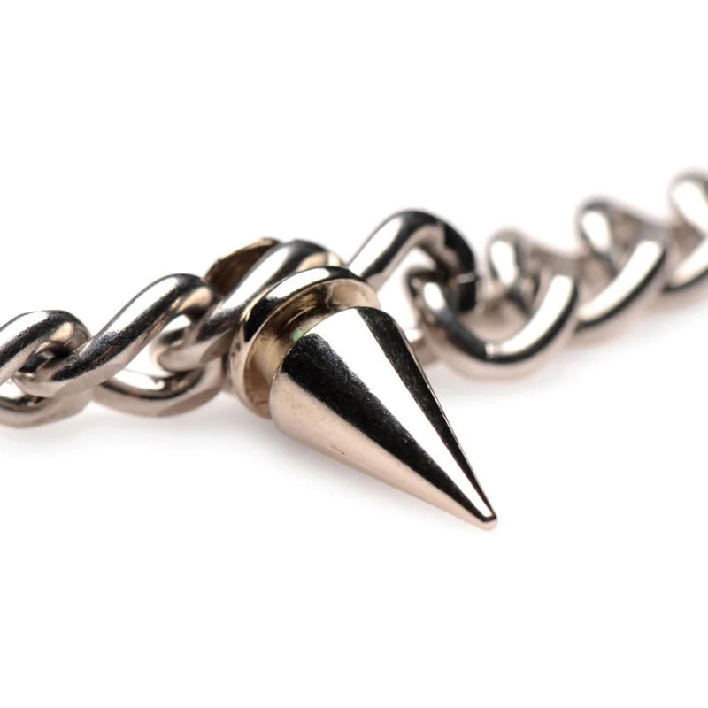 XR Brands Punk Spiked Necklace Silver