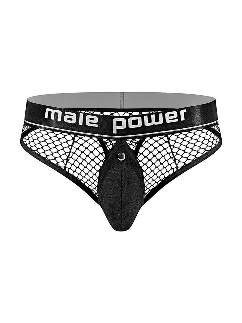 Male Power Cock Pit Net Cock Ring Thong - S/ M - Black