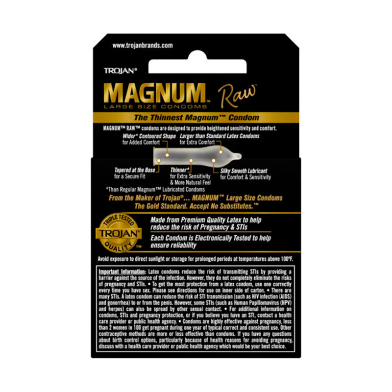 Paradise Marketing Trojan Magnum Raw 3 Ct Condoms