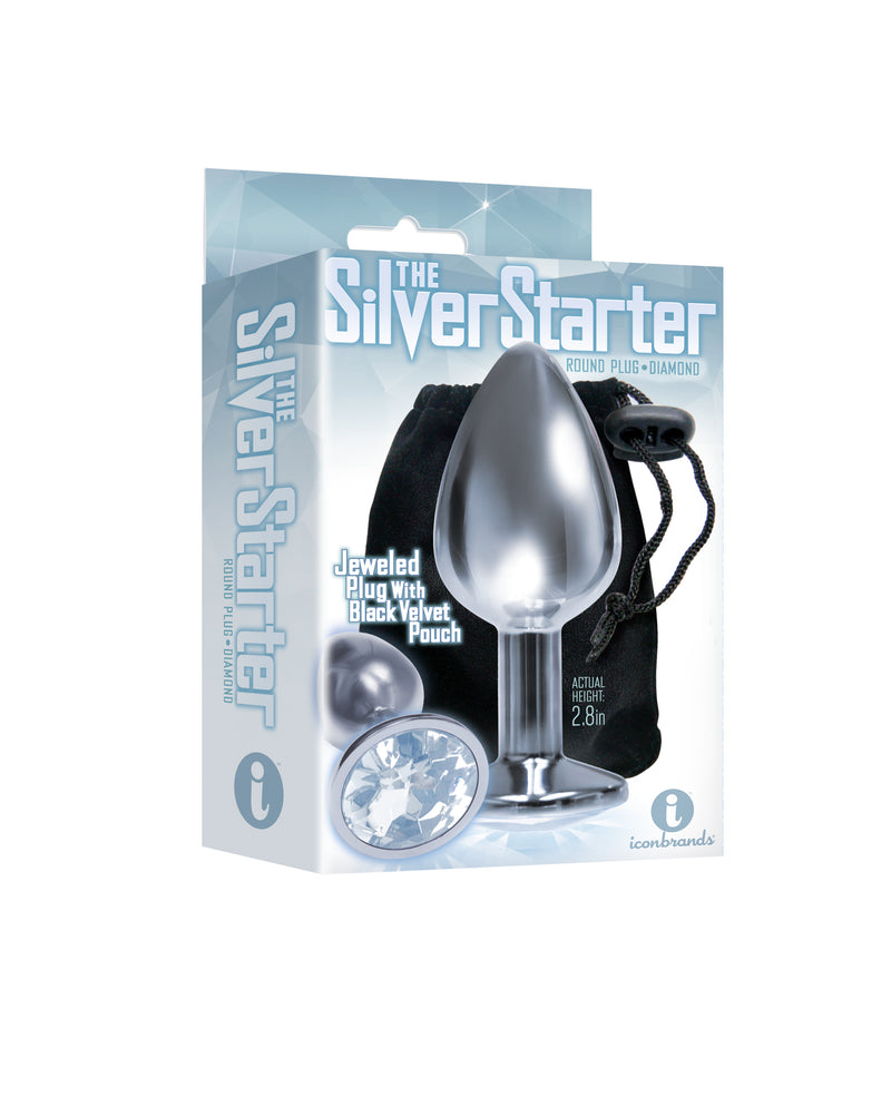 Icon Brands The 9's the Silver Starter Bejeweled Stainless Steel Plug - Diamond