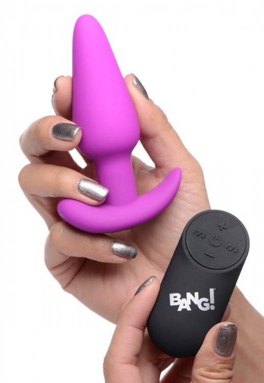 XR Brands 21x Silicone Butt Plug With Remote - Purple