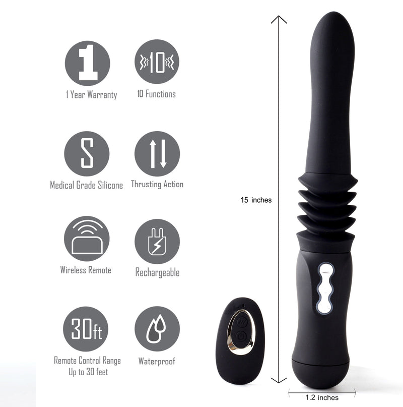 Maia Toys Max Silicone Thrusting Portable Love Machine - Black