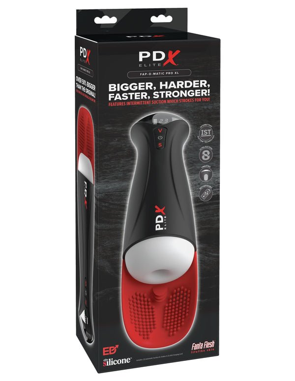 Pipedream PDX Elite Fap-O-Matic Pro XL - White/Red - Automatic Stroker Masturbator - Canister Masturbation Cup