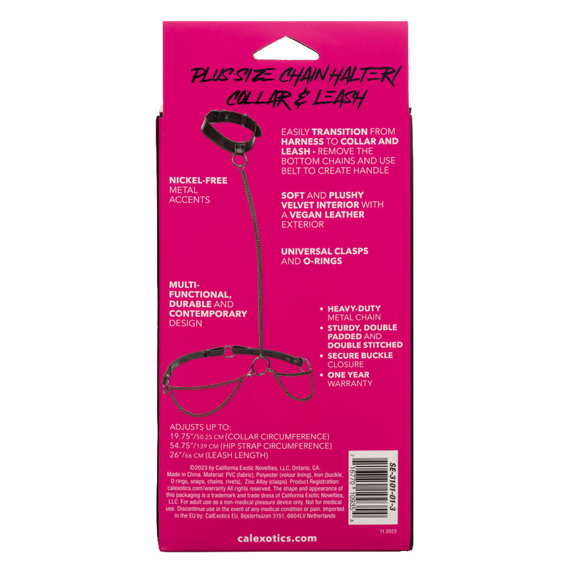 CalExotics Euphoria Collection Plus Size Chain Halter/collar and Leash - Black