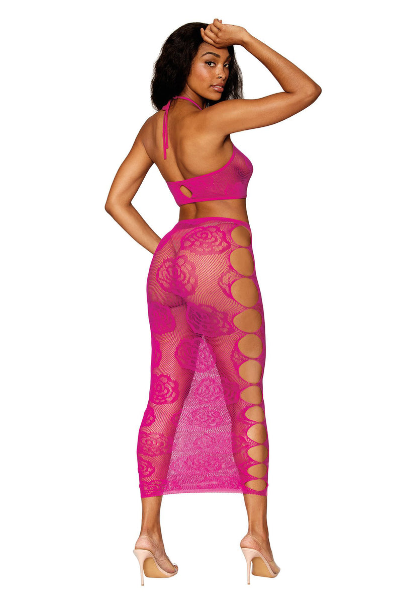 Dreamgirl Bralette and Long Skirt - One Size - Beet