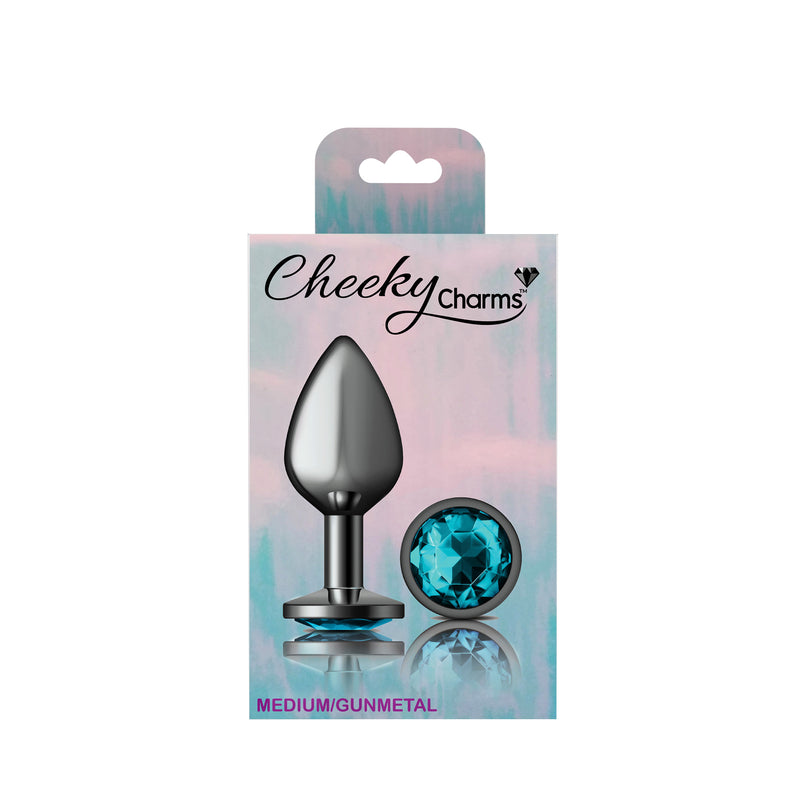 Viben Teal Round Gem Gunmetal Metal Plug - Md
