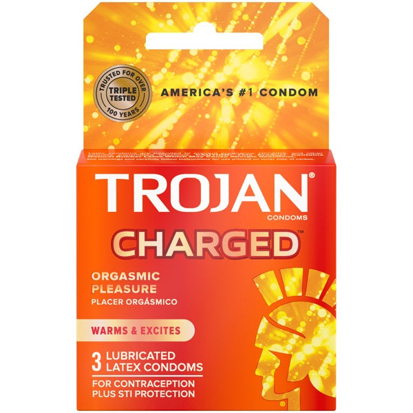 Paradise Marketing Trojan Intensified Charged Orgasmic Pleasure Condoms - 3 Pack