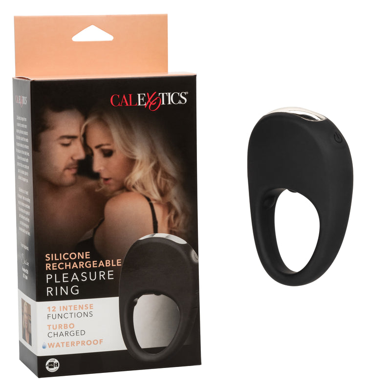 CalExotics Silicone Rechargeable Pleasure Ring - Black - Black