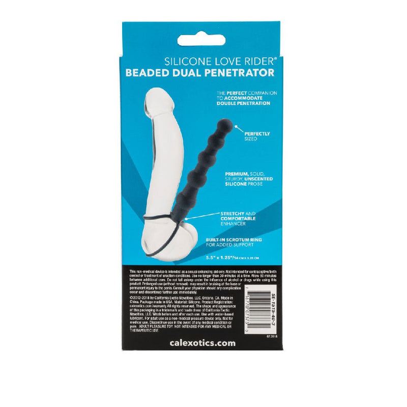 CalExotics Silicone Love Rider Beaded Dual Penetrator - Black