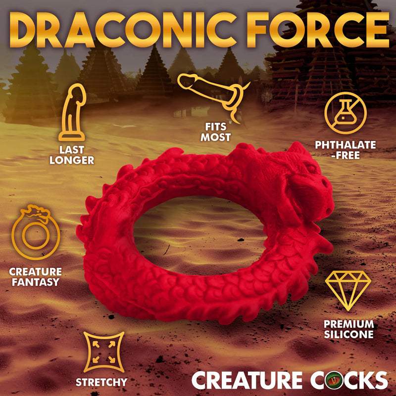 XR Brands Rise of the Dragon Silicone Cock Ring - Red