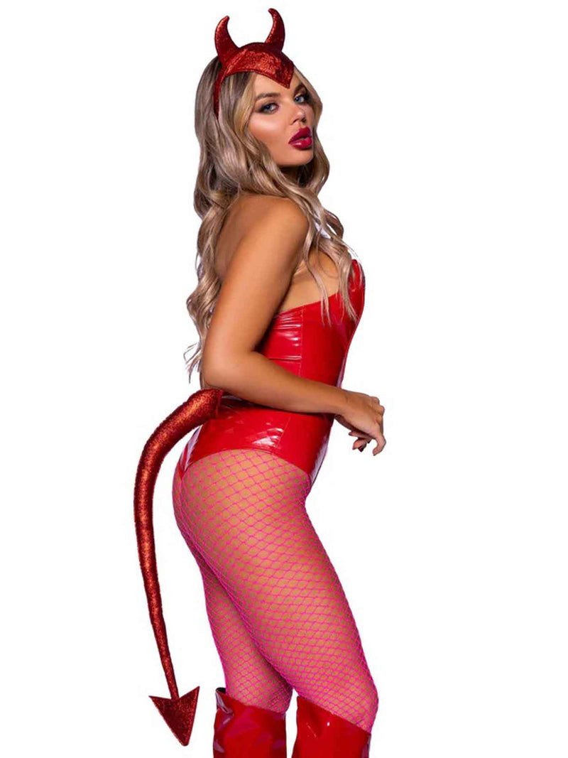 Leg Avenue Devil Horns Headband and Tail Set - Red