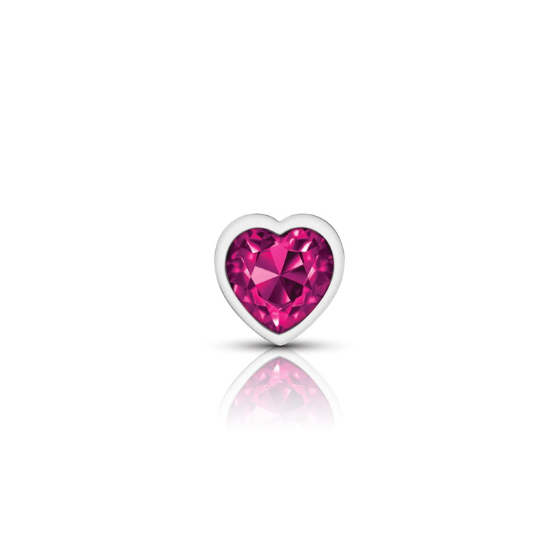 Viben Bright Pink Heart Gem Silver Metal Plug - Sm