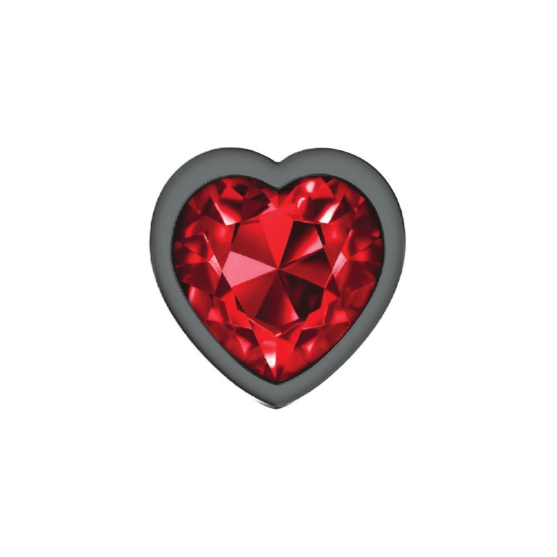 Viben Deep Red Heart Gem Gunmetal Metal Plug - Lg