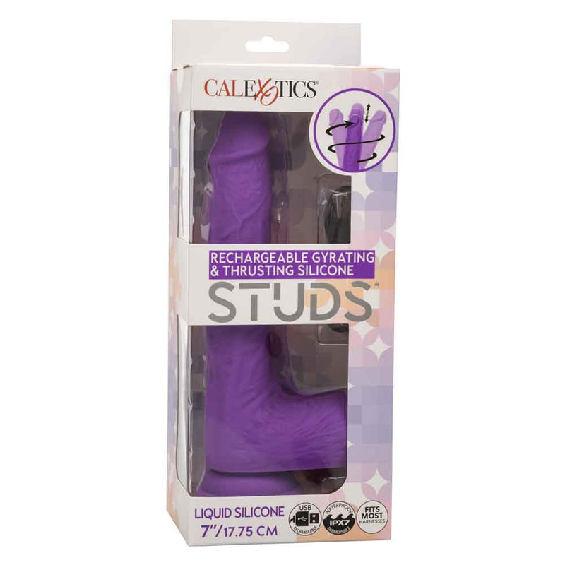 CalExotics Rechargeable Gyrating and Thrusting Silicone Studs - Purple