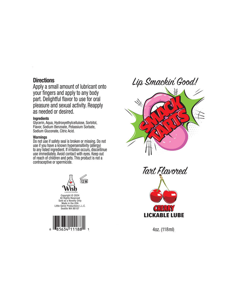 Little Genie Smack Tarts 4oz Lickable Flavored Lubricant-Cherry
