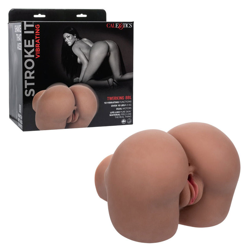 CalExotics Stroke It Vibrating Twerking BBL - Brown - Stroker Masturbator - Realistic Body Part Stroker