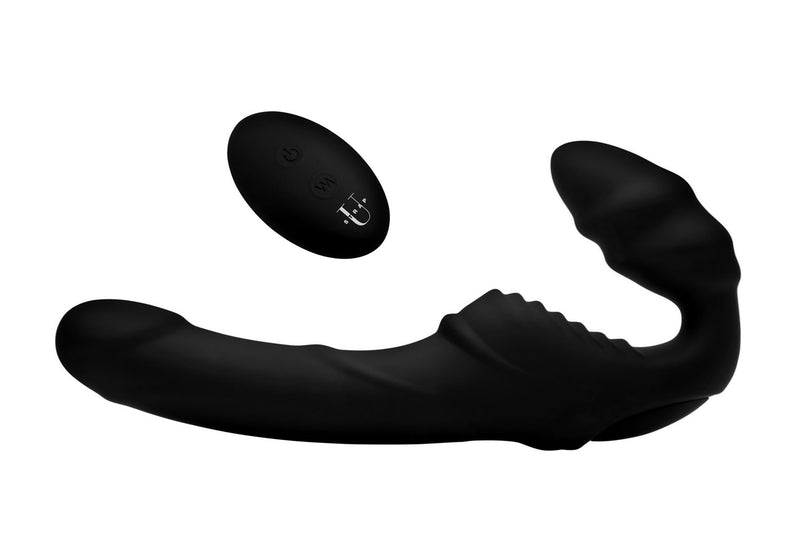 XR Brands Pro Rider 9x Vibrating Silicone Strapless Strap on With Remote Control