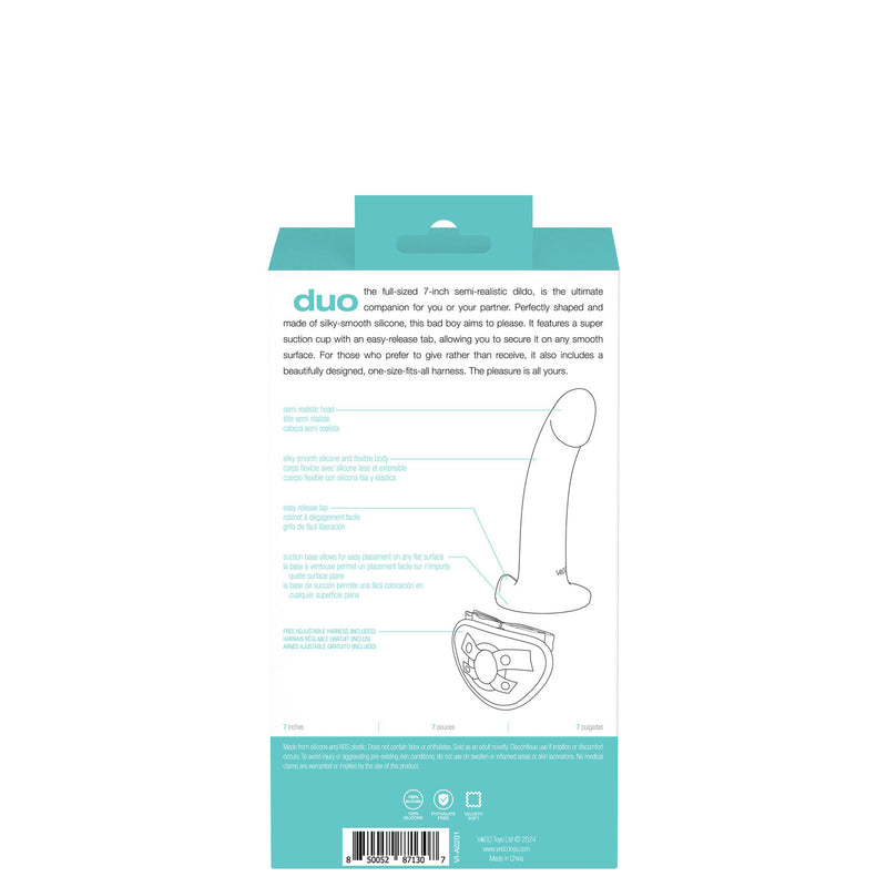 VeDO Duo Semi-Realistic Dildo With Harness - Turquoise/black