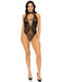 "Net and Lace Keyhole Halter Bodysuit - One Size - Black LA-89307BLKOS"