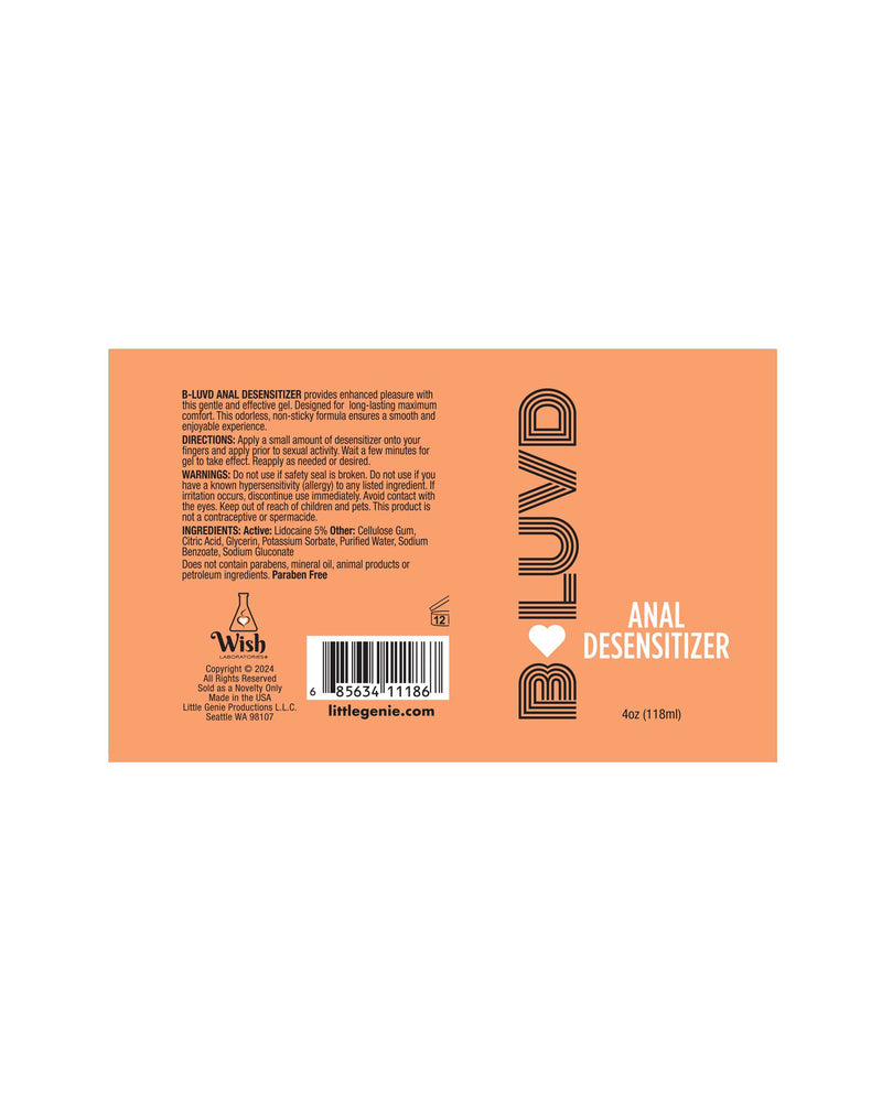 Little Genie B-Luvd Anal Desensitizing Lubricant 4oz
