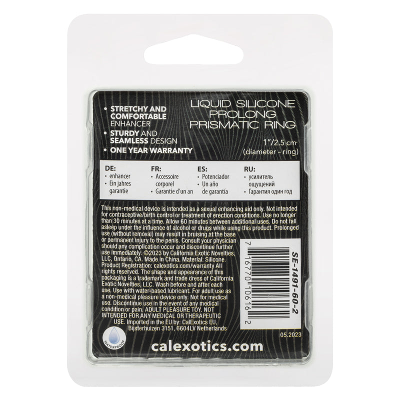 CalExotics Alpha Liquid Silicone Prolong Prismatic Ring - Gray